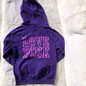 PINK Victoria's Secret Full-Zip Hoodie in Purple and Pink Size S
